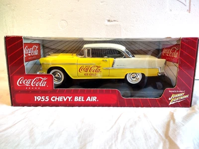Johnny Lightning 1955 Chevy Bel Air Coca Cola Brand Yellow & White 1:18 New! - Image 1 of 4