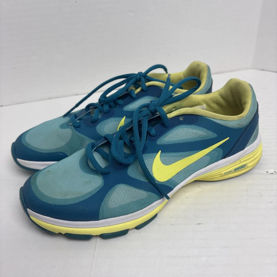 Nike Women's 7.5 Sneakers 443837-400 Dual Fusion TR Running Shoes Teal Yellow — 第 1/4 张图片