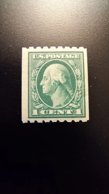  Scott #410, M/F/VLH/OG, Washington, Green, 1 Cent, 1912, P-8.5-Horizontal - Image 1 of 2