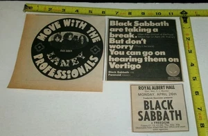 BLACK SABBATH Vintage Concert AD Advert April 26th 1971 3pc Lot Paranoid Tour - Picture 1 of 2