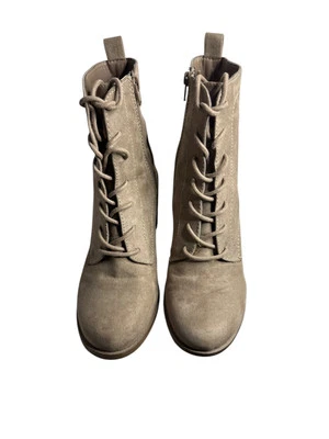 Botines de gamuza con cremallera de cuña sin marca con cordones de núcleo de cabina color tostado talla 9 Foto 1 de 4