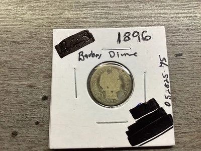 Серебряная монета номиналом 10 центов 1896 с ключевой датой 052825 75r - Изображение 1 из 4