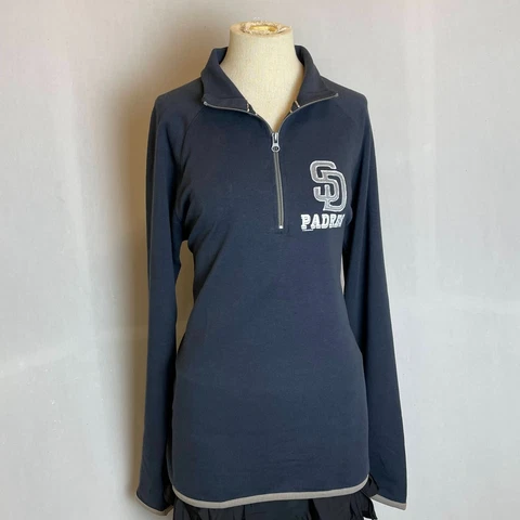San Diego Padres Women's 1/4 Zip Pullover Sweatshirt Size XL, '47 Navy Blue Cover