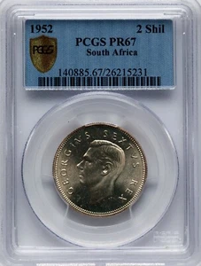 South Africa - 1952 George VI 2 Shillings - PCGS PR67 - NONE GRADED FINER! - Picture 1 of 2
