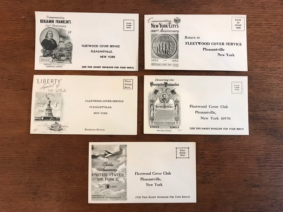 First Day Issue Cover Letters Lot of 5 NYC USAF Lincoln Franklin Liberty USA - Image 1 of 4
