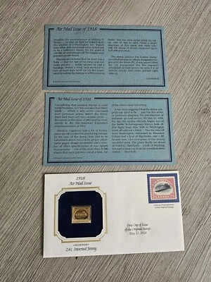 1918 Air Mail Issue 24c Inverted Jenny First Day Of Issue 22k Gold Stamp Replica - Image 1 of 4