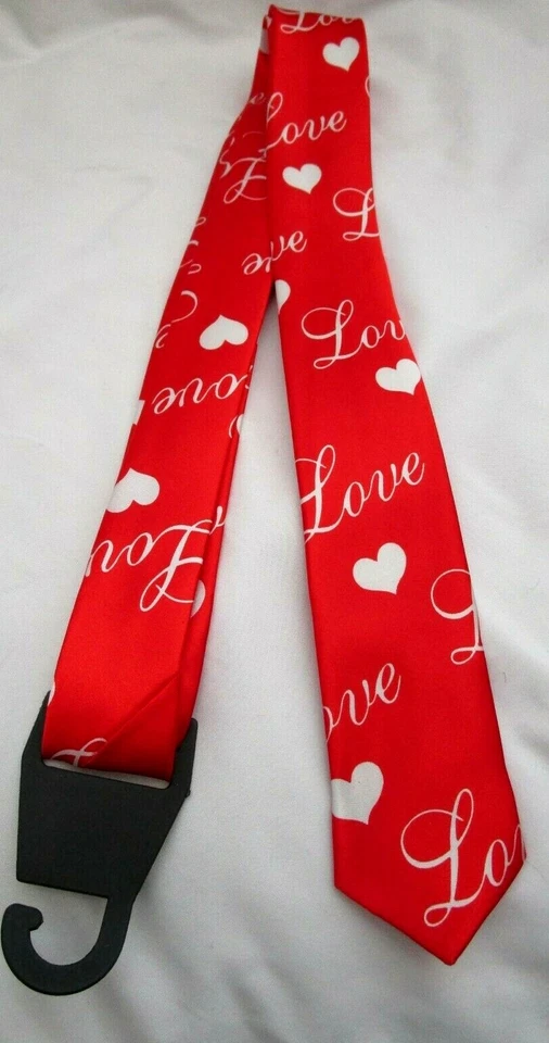 Valentine Red with Love&Hearts 2" Neck tie-Hearts Necktie Neck Tie-Brand New! - Image 1 of 1
