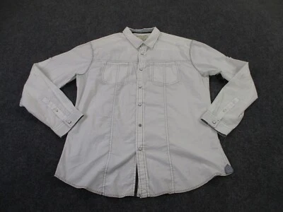 Marc Ecko Shirt Men XL White Striped Cut Sew Western Pearl Snap Business NEW - Image 1 of 4