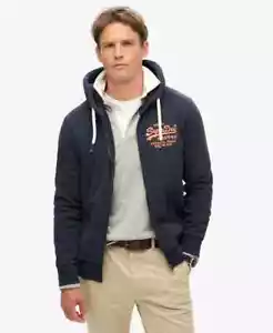 Superdry Sudadera con Capucha Cremallera Completa Manga Larga Neón Logo Cremallera Azul Marino Naranja - Imagen 1 de 5