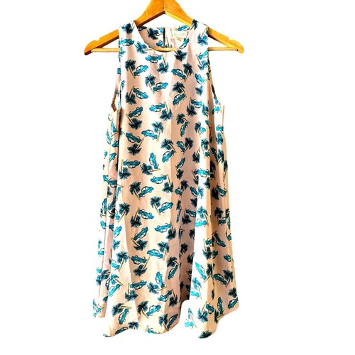 PALM ANGELS Abito a tubino Lucy e Alloro rosa e blu stile anni 60 con stampa auto palme S