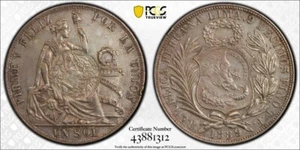 1894 Guatemala 1 Peso C/S On 1889 Peru 1 Sol PCGS AU Detail Lot#MK91 Silver! - Picture 1 of 4