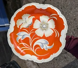 Antique Schwarzenhammer Bavaria German Porcelain Orange Floral Platter Art Plate - Picture 1 of 21