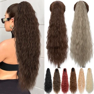 32Inch Drawstring Ponytail Clip In Hair Extensions Afro Kinky Curly Pony Tail - Picture 1 of 64