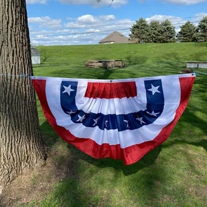 USA Pleated Fan Flag Anley 3 ft x 6 ft - American Bunting Flags Half Fan Banner - Picture 1 of 5