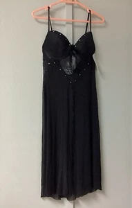 Exposed By Magic Silk Sheer Black Slits Size Medium Night Gown Padded New - Picture 1 of 20