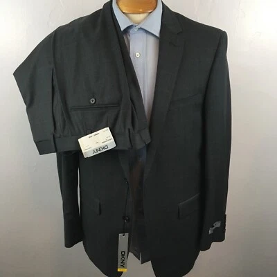 Nuevo dkny 2 Piezas Hombre Traje 42r Gris Cuadros Ajuste Ajustado Lana Chaqueta Pantalones ea0054 Foto 1 de 4