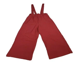 Have Womens Size S Dark Red Mauve Wide Leg Cropped Pants With Suspenders NWT - Picture 1 of 10