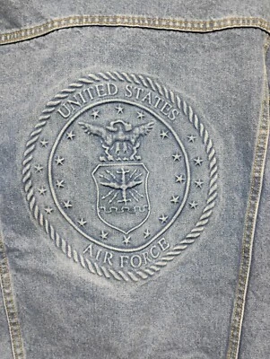 Jaqueta jeans masculina força aérea grande selo prensado caminhoneiro punk grunge USAF - Imagem 1 de 4