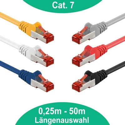 CAT 7 Patchkabel Netzwerkkabel RJ45 LAN DSL Ethernet Netzwerk Kabel 0,25m - 50m - Bild 1 von 3
