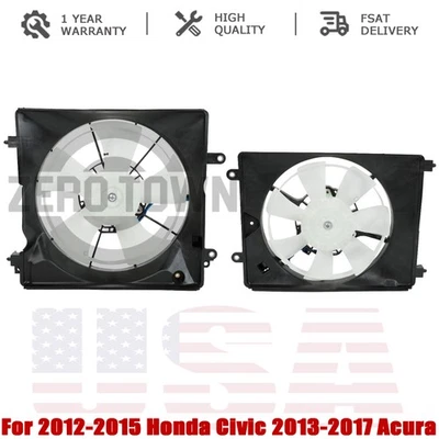 Cooling Fans Assembly Set of 2 LH&RH For 2013-2017 Acura ILX 1.5L 2.0L 2.4L USA Foto 1 de 4