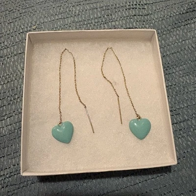 Pendientes enhebrador de corazón azul verdoso Baublebar Foto 1 de 2
