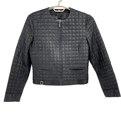 Siena Studio womens Quilted Leather Jacket Black Size Medium - Image 1 of 4