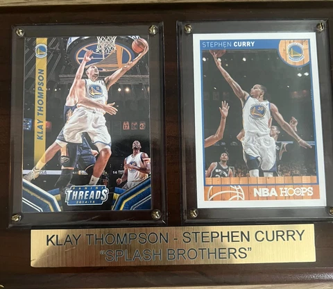 Golden State Warriors Plaque With Cards In Them Steph Curry And Klay Thompson Cover