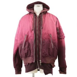 DIESEL Blouson & Vest Hoodie MA-1 Military Jacket Nylon Satin Women Size 40 Red - Picture 1 of 15