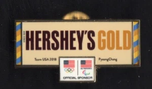 RIO 2016. OLYMPIC & PARALYMPIC GAMES SPONSOR PIN. HERSHEY'S GOLD. USA FLAG - Picture 1 of 1