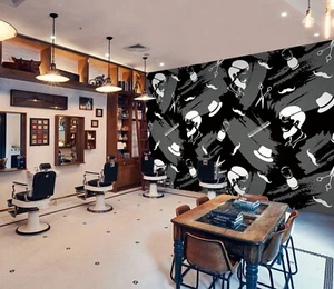 3D Schwarz Grau C808 Haarschnitt Barber Shop Tapete Wandbild Fototapete Vera 23 - Bild 1 von 11