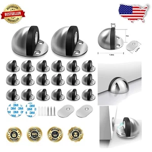 Brushed Nickel Magnetic Door Stopper 20-Pack - Modern Design for Versatile Use - Picture 1 of 9