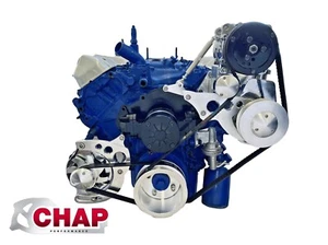 Big Block Ford 429 460 Serpentine Pulley Conversion Kit ALT PS AC EWP style 4 - Picture 1 of 3