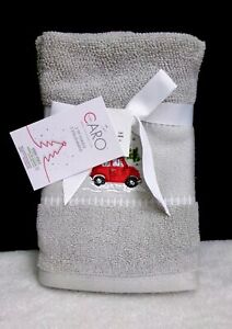 MINI RED CAR WITH TREE COTTON MULTI-COLORED TIP TOWEL SET (2) BY CARO HOME NEW