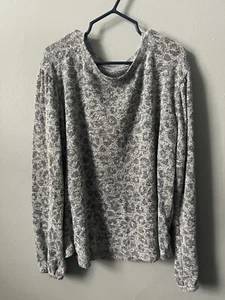 Cat & Jack Kids Girls Leopard Print Pleated Shoulder Long Sleeve Shirt Gray M - Picture 1 of 8