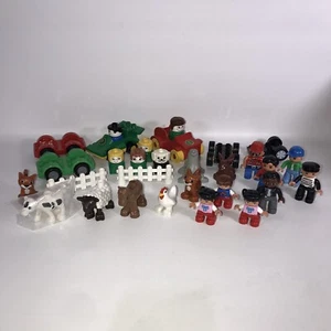 Vintage Lego Duplo Lot 30 Stück Menschen Tiere Rennwagen Zäune SCHÖNES Set  - Bild 1 von 4