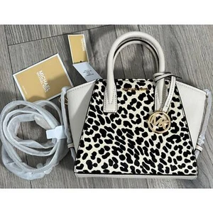 Michael Kors XS Avril Satchel Umhängetasche Handtasche Leder Kalbshaar hellcreme 398 $ - Bild 1 von 10