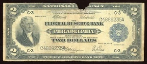 1918 $2 Federal Reserve Note Philadelphia "Battleship" FR. 755 - Picture 1 of 2