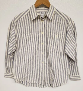 Leslie Fay Sport Womens S Small Blue and Cream Long Sleeve Button Up Shirt - Picture 1 of 5