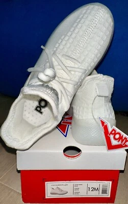 PONY Niñas Zapatos Tejidos Blanco Niños Tenis Textil Pull On Encaje PP4-Base Misses Foto 1 de 4