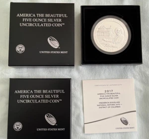 2017-P Frederick Douglass Historical Site 5 oz Silver ATB with Box & COA - Picture 1 of 3