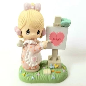 Precious Moments Miniature Figurine Loving You Dear Valentine Girl 1989 Artplas - Picture 1 of 5