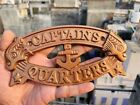 Antique Brass Captains Quarters Oval Sign With Anchor 8"