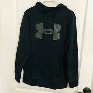 Brand New Men's Under Armour Big Logo Fleece Black Hoodie Size Small - Picture 1 of 7