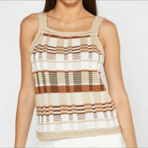 Banana Republic karierter Cropped Strickpullover Tank - Bild 1 von 7