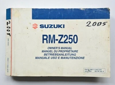 USED CONDITION SUZUKI RMZ250 MOTOCROSS MX OWNERS MANUAL 2005 - 99011-11AA1-01R - Image 1 of 3