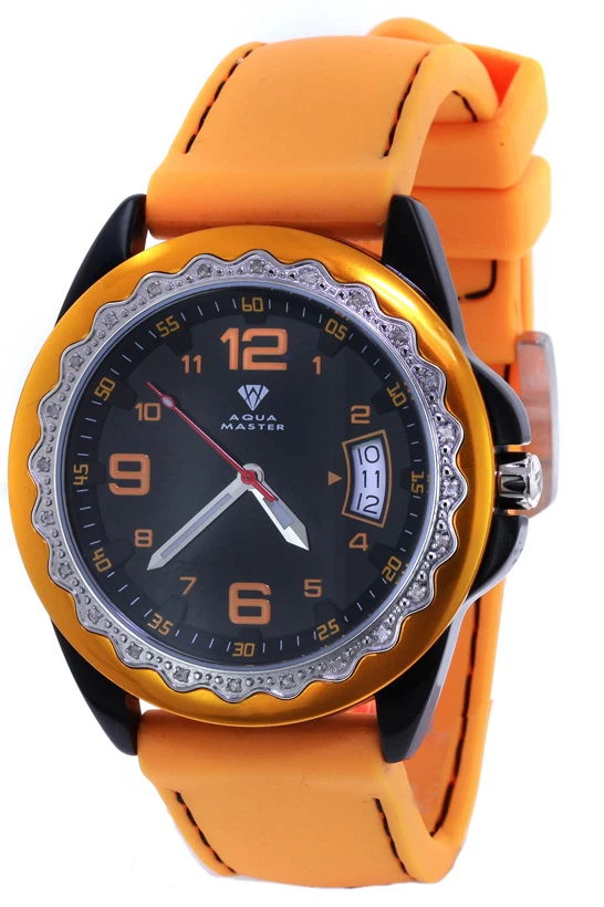 Aqua Master Women's Aluminum Case Orange Rubber Band Watch #334 - Image 1 of 1