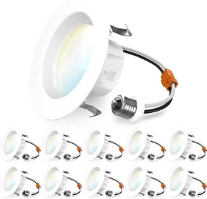 10 Pack 4 in Retrofit LED Recessed Lighting - 5 Temp Settings - Dimmable (White) - Picture 1 of 8