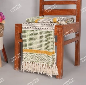 Hand Loomed Cloth Soft Cotton Blanket 50"x70" Boho Decor Vintage Throws Blankets - Picture 1 of 8
