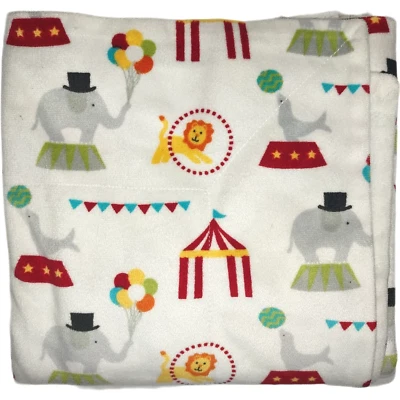 Manta para bebé con temática de circo blanca suave unisex elefante león tienda foca guardería Foto 1 de 4