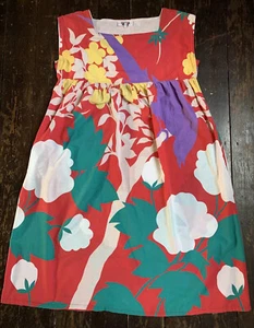 vtg 70s 80s RODIER PARIS cotton square neck kaftan pocket oversized Dress S M L - Picture 1 of 12